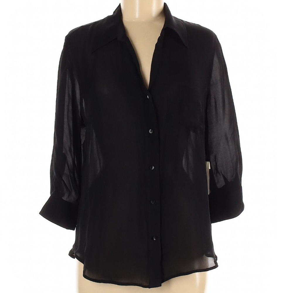 L'Agence 3/4 Sleeve 100% Silk Button Down